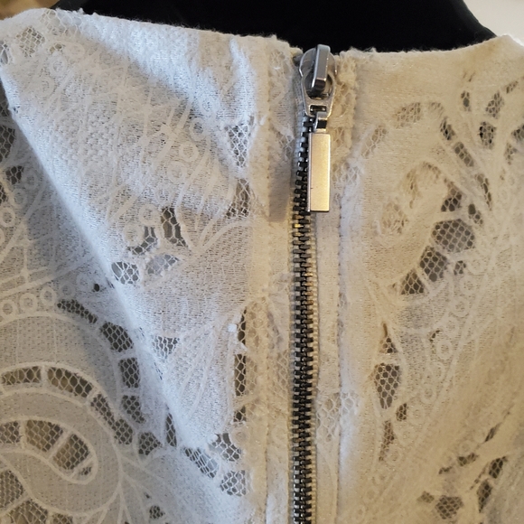 H&M SZ 4 Cream White Lace Overlay Midi Dress - Picture 4 of 8